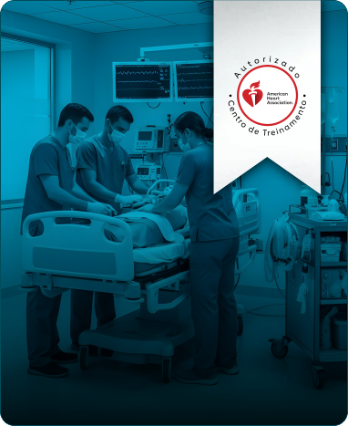 Curso ACLS - Imagem de fundo com fita de certificação